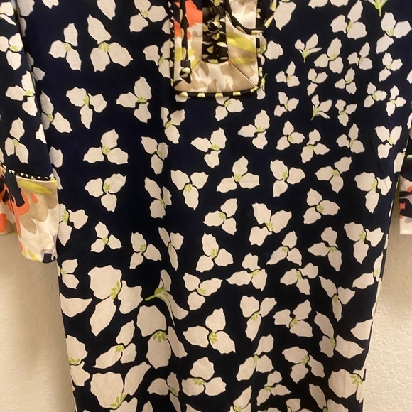 Diane Von Furstenberg Silk Mixed Floral Front Tie Mini Dress - Picture 9 of 11